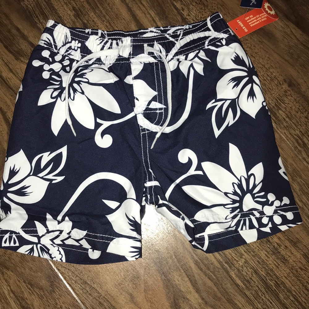 Floral navy swim board shorts